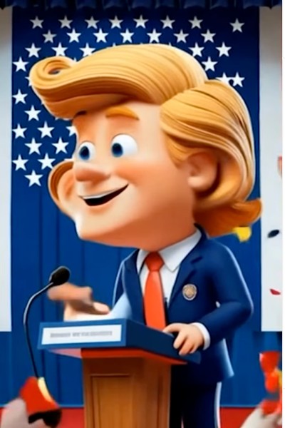 Donald Trump as an avatar during his victory speech