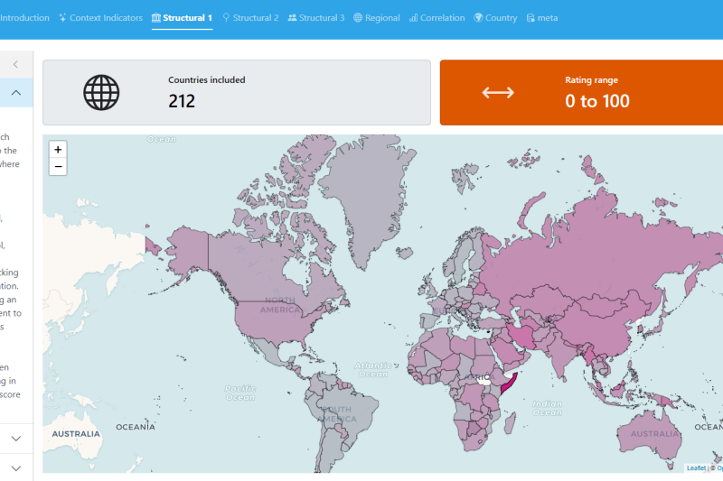 A screengrab of the dashboard, showing a map of the world