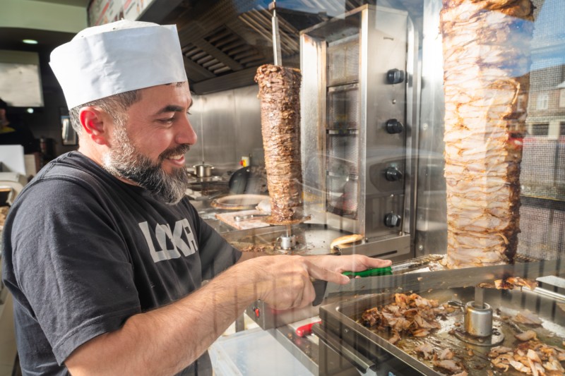 Worker in a local Kebab restaurant