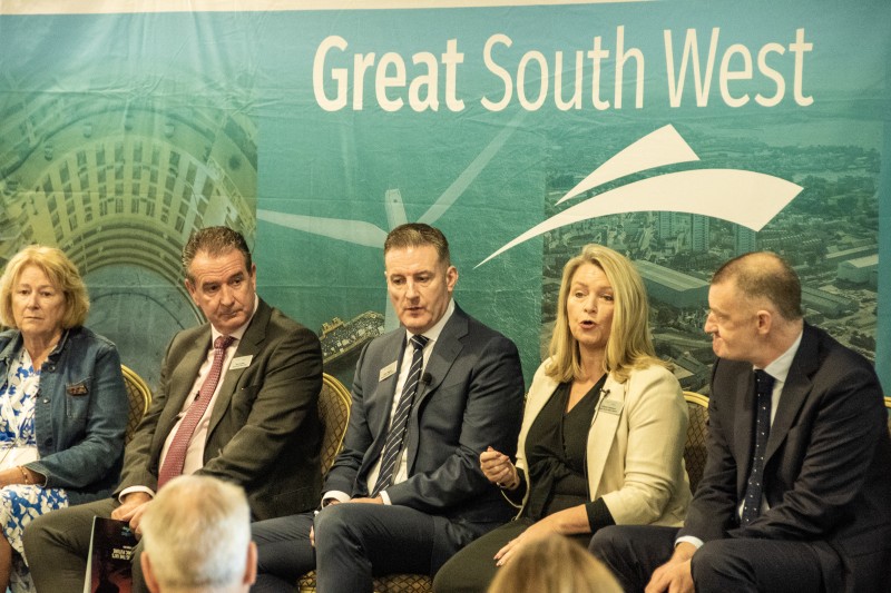 Professor Alison Honour speaking on a panel at Great South West annual conference